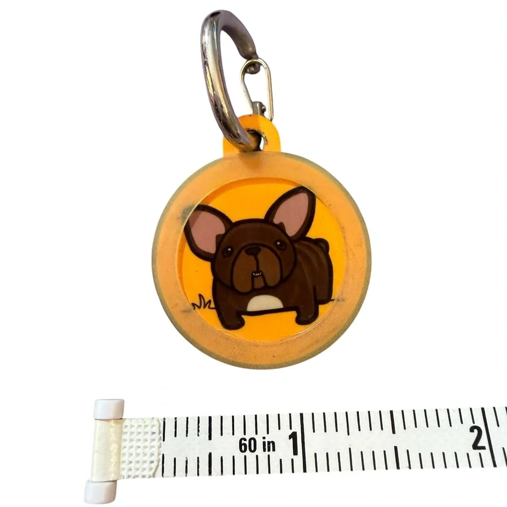 Cute Brown French Bulldog Pet ID Tag - Yellow Background